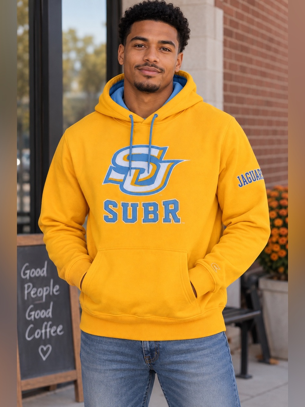NWT Southern University Jaguars SUBR Colosseum Hoodie Men’s M Gold Blue